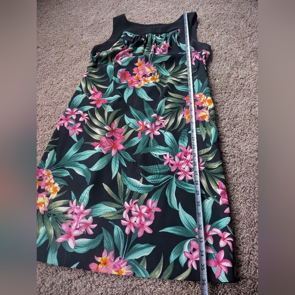 AB Studio Tropical Plumeria Floral Black Sheath Dress Size 8 - Picture 7 of 11